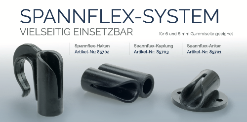 Spannflex Set bestehend aus Haken, Kupplung und Anker. Je 5 Stück.
