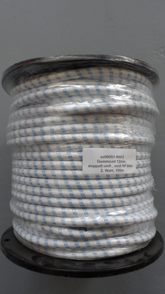 Gummiseil 12mm, doppelt umflochten, 100m
