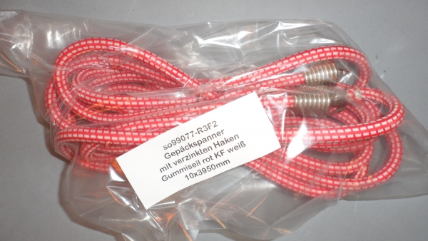 Gepäckspanner mit verzinkten Haken, 10x3950mm